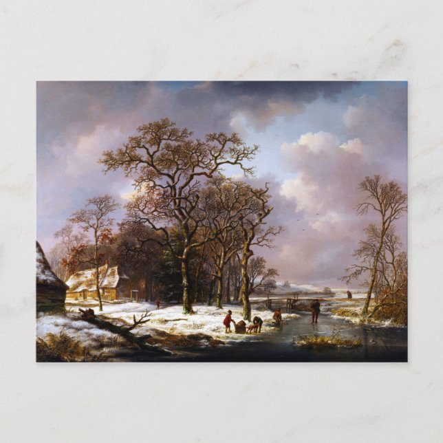 Carte Postale Andreas Schelfhout Paysage hivernal (Devant)