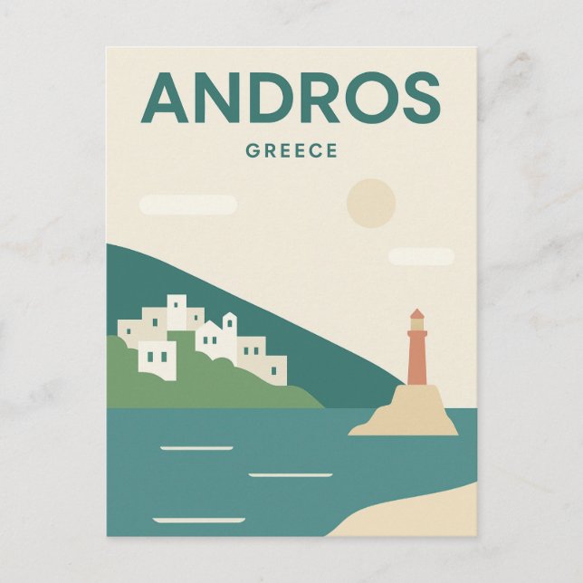 Carte Postale Andros Grèce minimaliste (Devant)