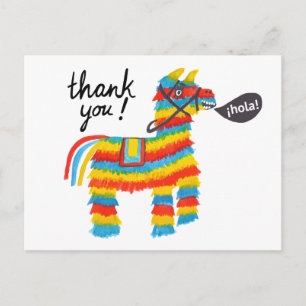 Carte Postale Âne à piñata aquarelle coloré MERCI