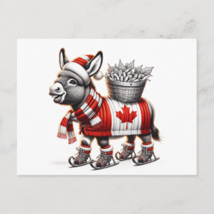 Carte Postale Âne adorable de patinage Canada