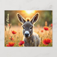 Âne de campagne yeux curieux art paisible