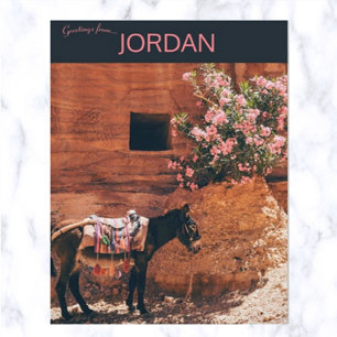 Carte Postale Âne et fleurs dans Wadi Musi en Jordanie