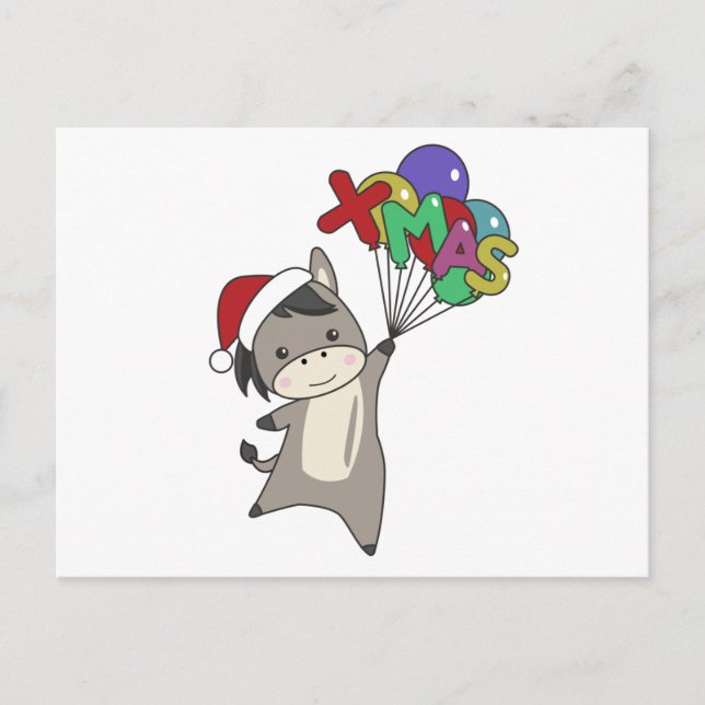 Carte Postale Ânes Ânes de Noël Animaux d'hiver (Devant)