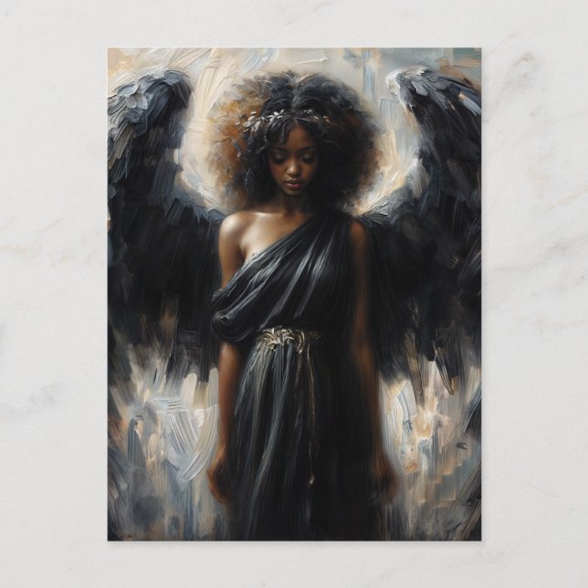 Carte Postale Ange À Peau Noire Avec Ailes Noires (Devant)