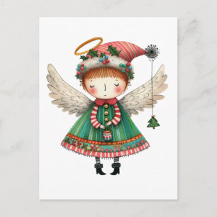 Carte Postale ange adorable de style d'art populaire