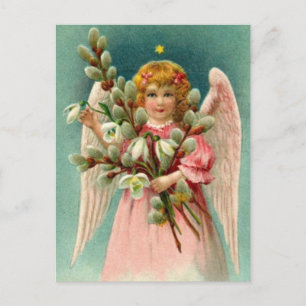 Carte Postale Ange avec une jolie robe rose