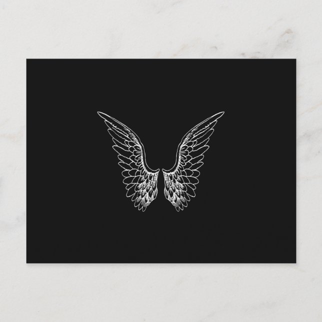 Carte Postale Ange blanc ailes sur Arrière - plan noir (Devant)