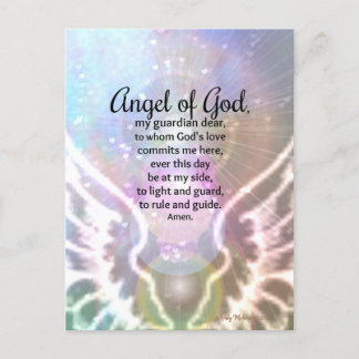 Carte Postale Ange de Dieu Prière Belle aquarelle colorée
