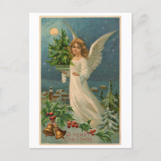 Carte postale : Ange de Noël avec arbre minuscule