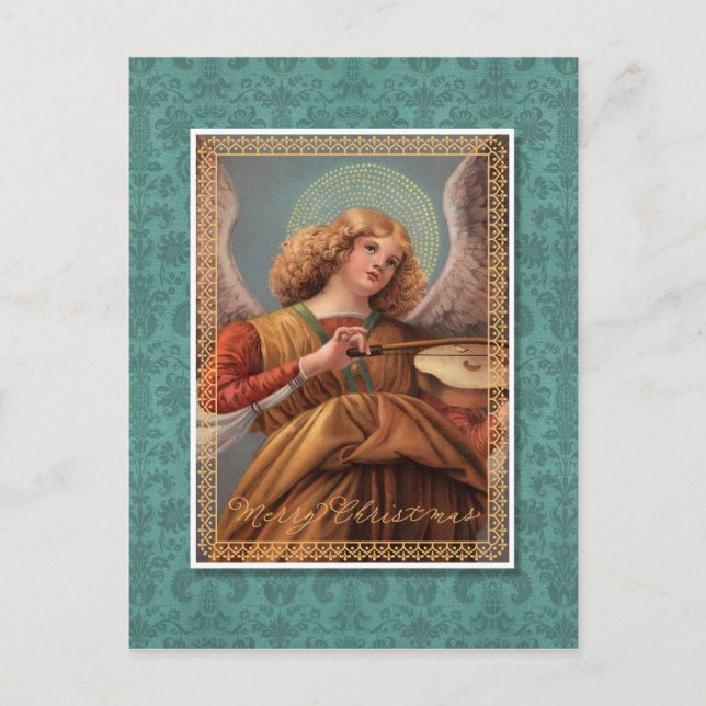 Carte Postale Ange de Noël avec un violon (Devant)