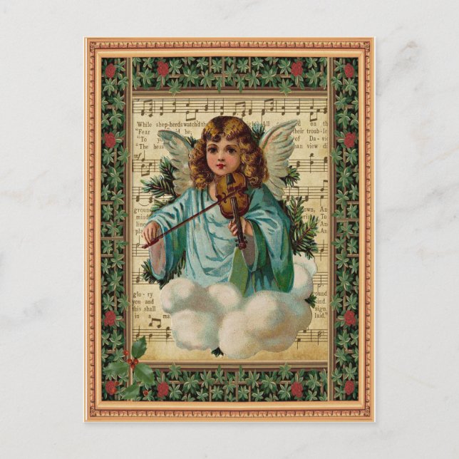 Carte Postale Ange de Noël avec Violon (Devant)