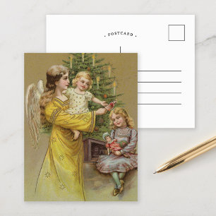Carte Postale Ange de Noël Fêtes de fin d'année vintage