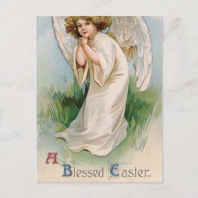 Carte Postale Ange de Pâques vintage (Devant)