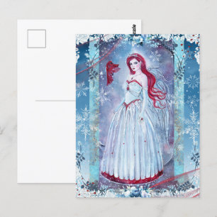 Carte Postale Ange d'hiver avec imprimé cardinal imaginaire