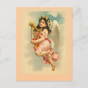 Carte Postale "Ange enfant avec harpe" Vintage