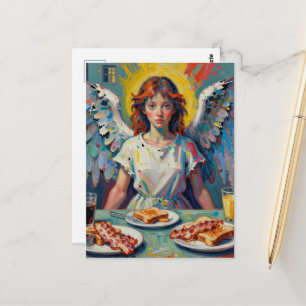 Carte Postale Ange mangeant son petit-déjeuner