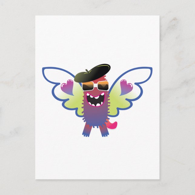 Carte Postale ange monstre hippie psychédélique (Devant)