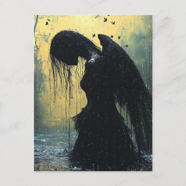 Carte Postale Ange sombre dans un fantasme de pluie (Devant)