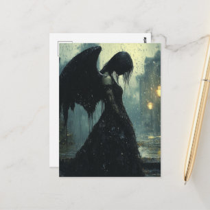 Carte Postale Ange sombre triste sous la pluie Fantastique