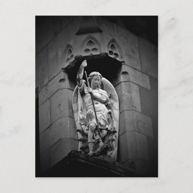 Carte Postale Ange tuant la statue du dragon (Devant)