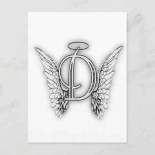 Carte Postale Angel Alphabet D Initiale Dernière Ailes Halo