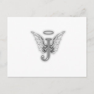 Carte Postale Angel Alphabet J LETTRE INITIALE AILES HALO