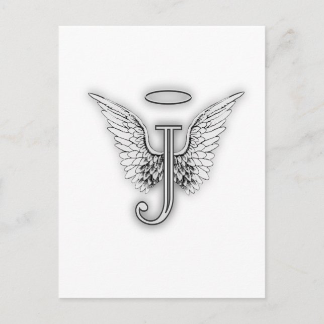 Carte Postale Angel Alphabet J LETTRE INITIALE AILES HALO (Devant)