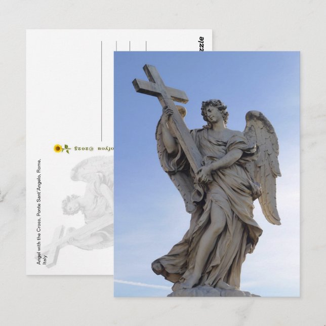Carte Postale Angel avec la Croix, Rome, Italie - (Devant / Derrière)