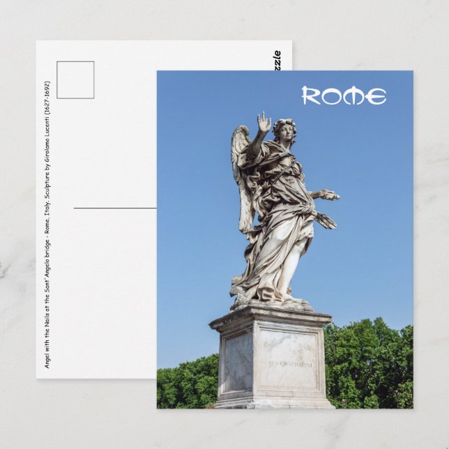 Carte Postale Angel avec les ongles au pont Sant'Angelo - Rome (Devant / Derrière)