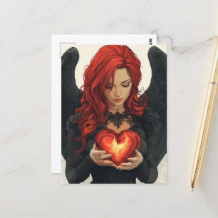 Carte Postale Angel avec un coeur brillant