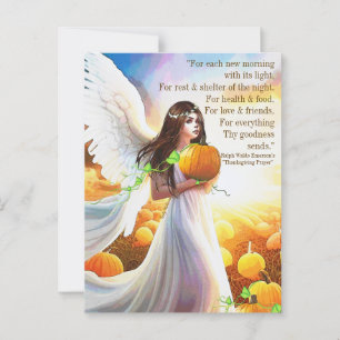 Carte Postale Angel Citrouille Thanksgiving Automne Beau art