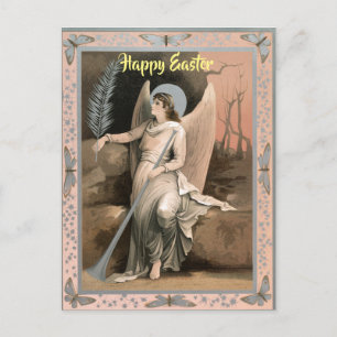 Carte Postale Angel de Pâques Vintage et modifiable tenant une p