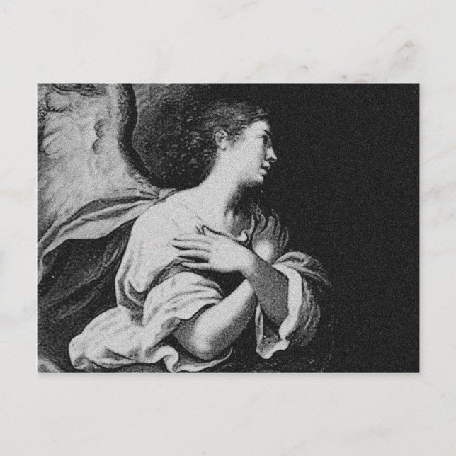 Carte Postale Angel gardien en noir et blanc (Devant)