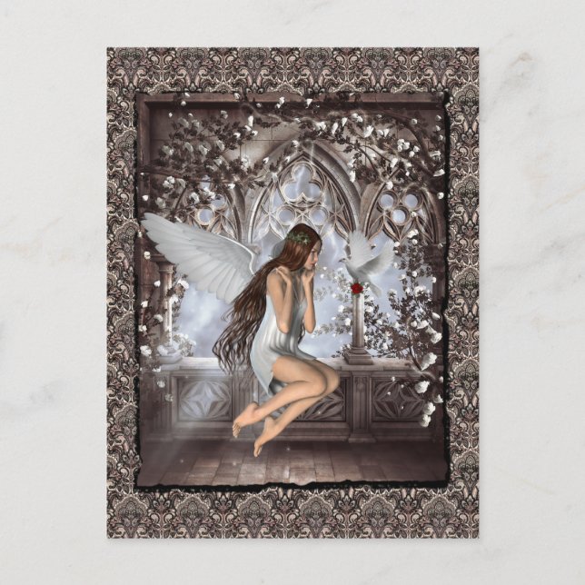 Carte Postale Angel gothique et sa colombe (Devant)