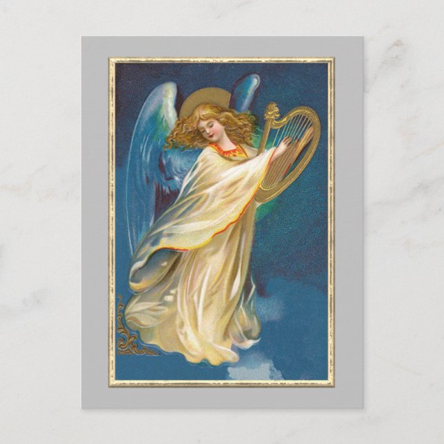 Carte Postale Angel Jouant De La Musique Sur Une Harpe (Devant)