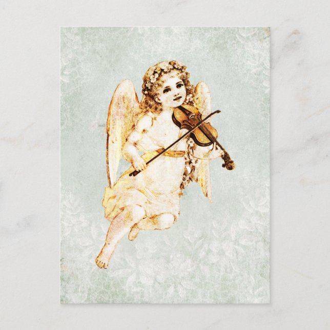 Carte Postale Angel Jouer un violon sur Arrière - plan papier Vi (Devant)