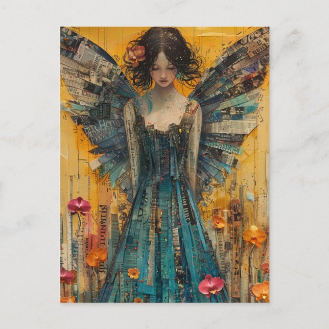 Carte Postale Angel Mixed Media Collage (Devant)