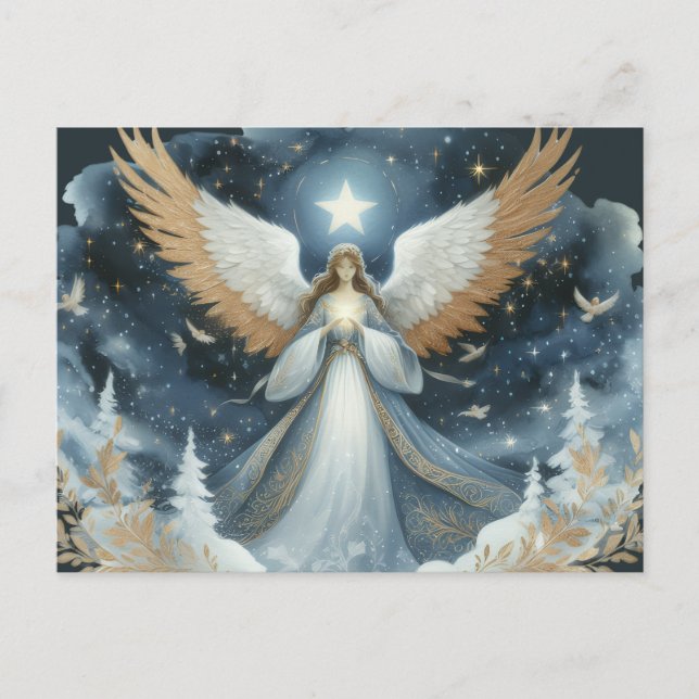 Carte Postale Angel on Christmas night beautiful (Devant)