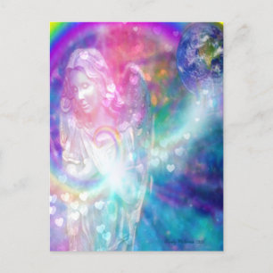 Carte Postale Angel Priant Monde Paix Belle aquarelle
