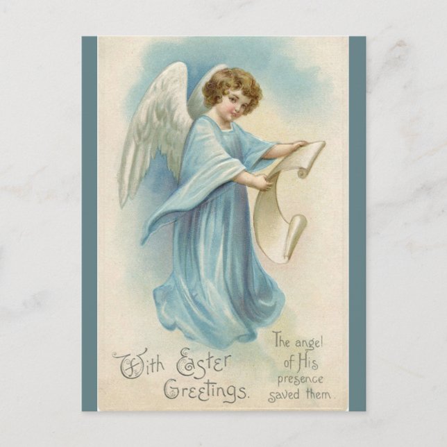 Carte Postale Angel vintage avec défiler Salutations de Pâques (Devant)