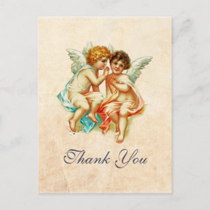 Carte Postale Anges Chérubins Dessin Antique Vintage Merci