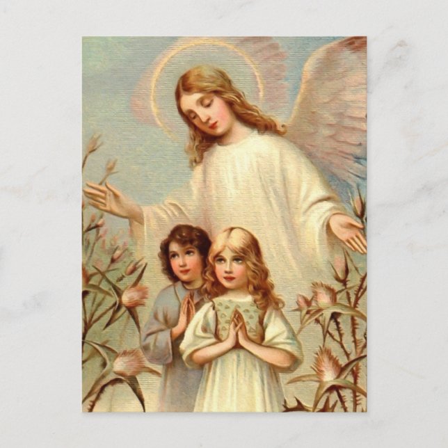 Carte Postale Anges gardiens et prières (Devant)