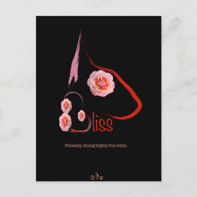 Carte Postale Anglais Bull Terrier Bliss avec rose Pet Art (Devant)