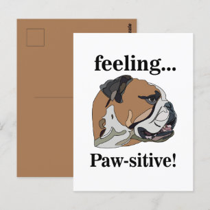 Carte Postale Anglais Bulldog se sentant Pawsitive Visage animal