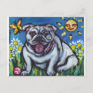 Carte Postale anglais Bulldog sun smile