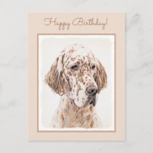 Carte Postale Anglais Setter Orange Belton Peinture Chien Art