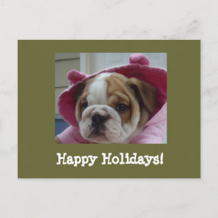 Carte postale anglaise de Bulldog Happy Holidays