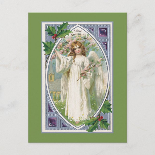Carte Postale Angle en blanc avec bleu et vert (Devant)