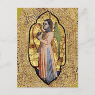 Carte Postale Angle Médiéval Avec Harpe Gold Renaissance Art