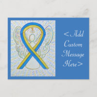 Carte postale Angle ruban de sensibilisation bleu